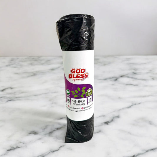 BOLSAS DE BASURA EXTRA GRANDES GODBLESS 105x150CM – 10 UNIDADES (240 LITROS)