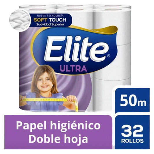 PAPEL HIGIÉNICO ELITE ULTRA DOBLE HOJA 50 METROS X 32 UNIDADES