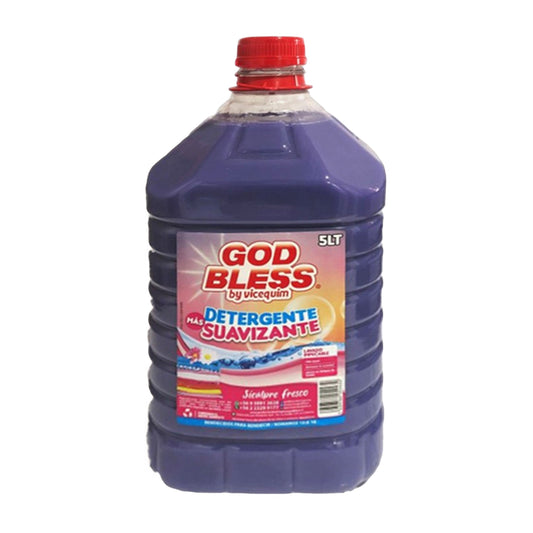 DETERGENTE CON SUAVIZANTE GOD BLESS LILA, 5 LITROS