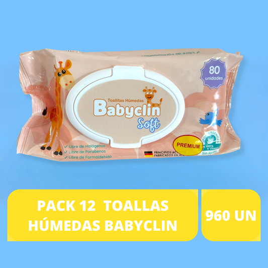 PACK DE 12 TOALLITAS HÚMEDAS BABYCLIN SOFT