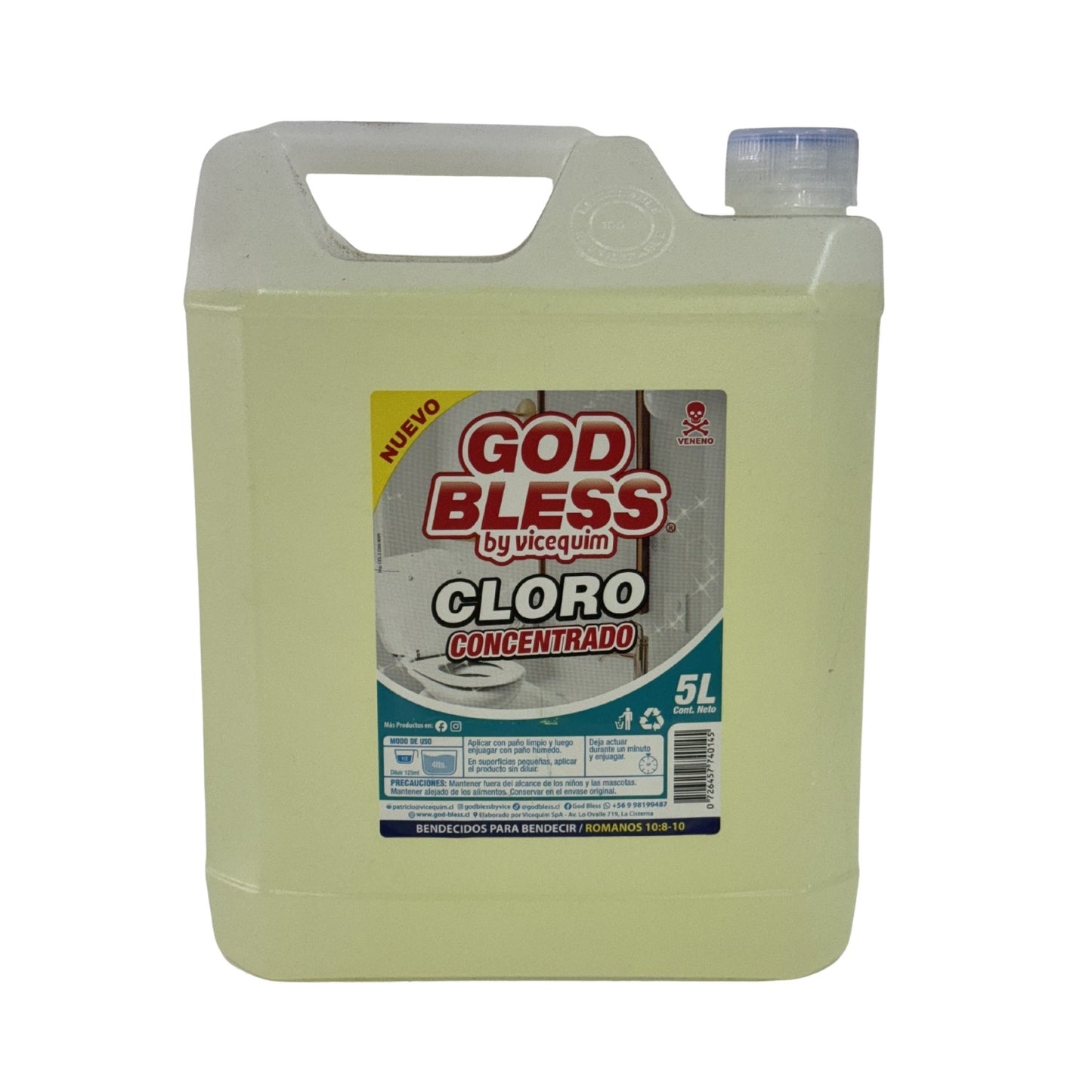 CLORO CONCENTRADO GOD BLESS , 5 LITROS