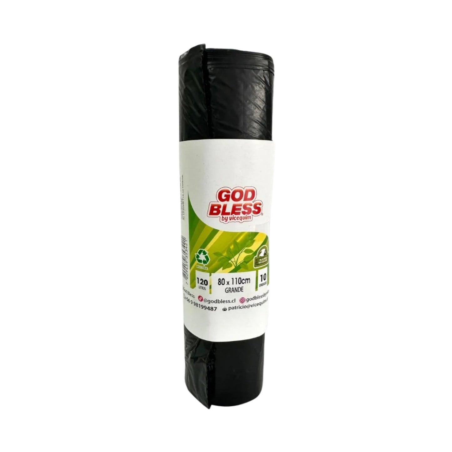 BOLSAS DE BASURA GRANDES GODBLESS 80x110CM – 10 UNIDADES (120 LITROS)