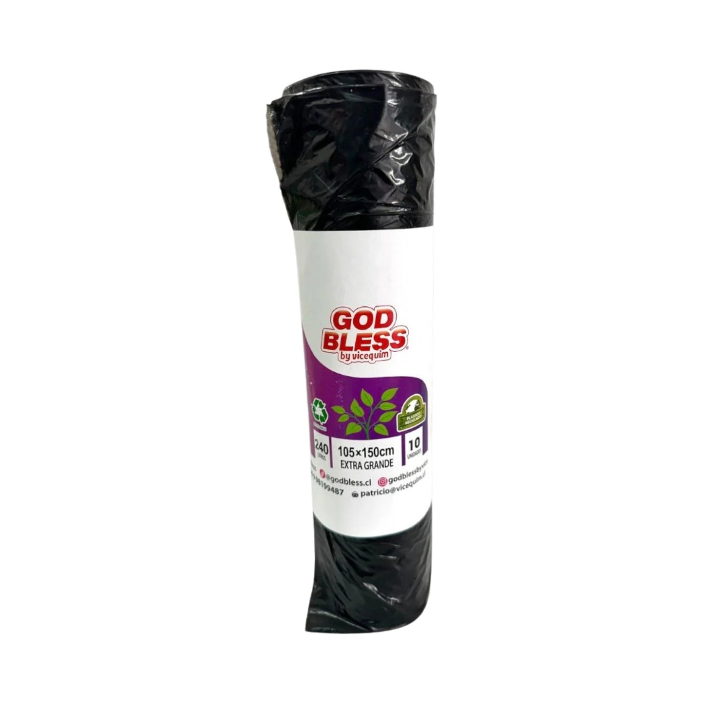 BOLSAS DE BASURA EXTRA GRANDES GODBLESS 105x150CM – 10 UNIDADES (240 LITROS)