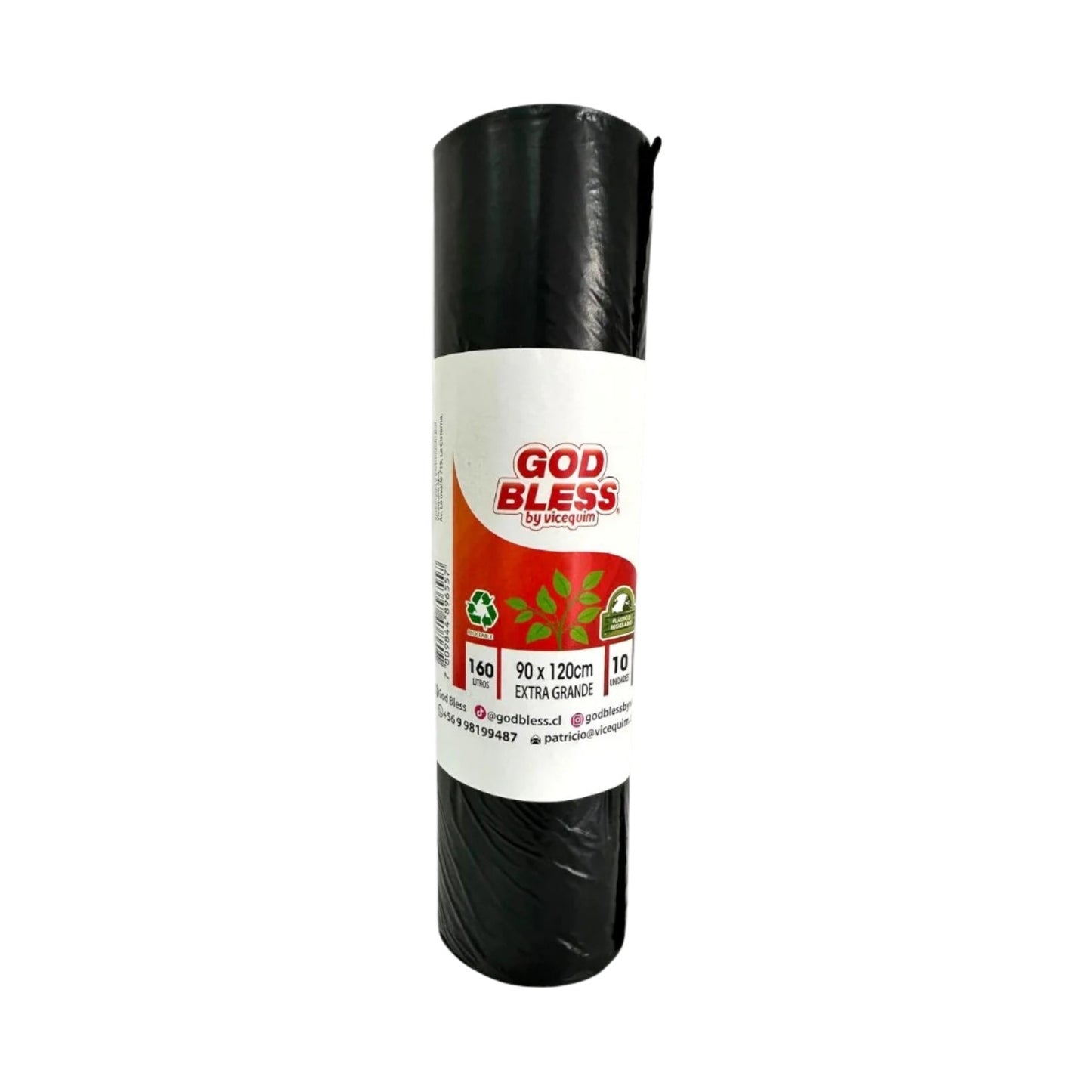 BOLSAS DE BASURA EXTRA GRANDES GODBLESS 90x120CM – 10 UNIDADES (160 LITROS)