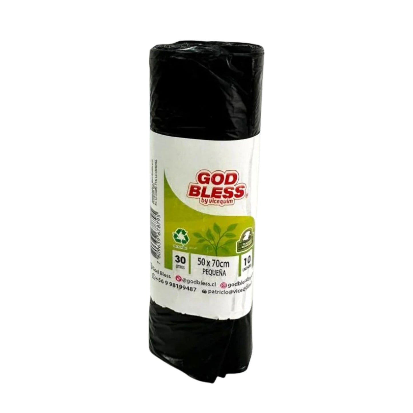 BOLSAS DE BASURA GODBLESS 50x70CM PEQUEÑAS – PAQUETE DE 10 UNIDADES (30 LITROS)